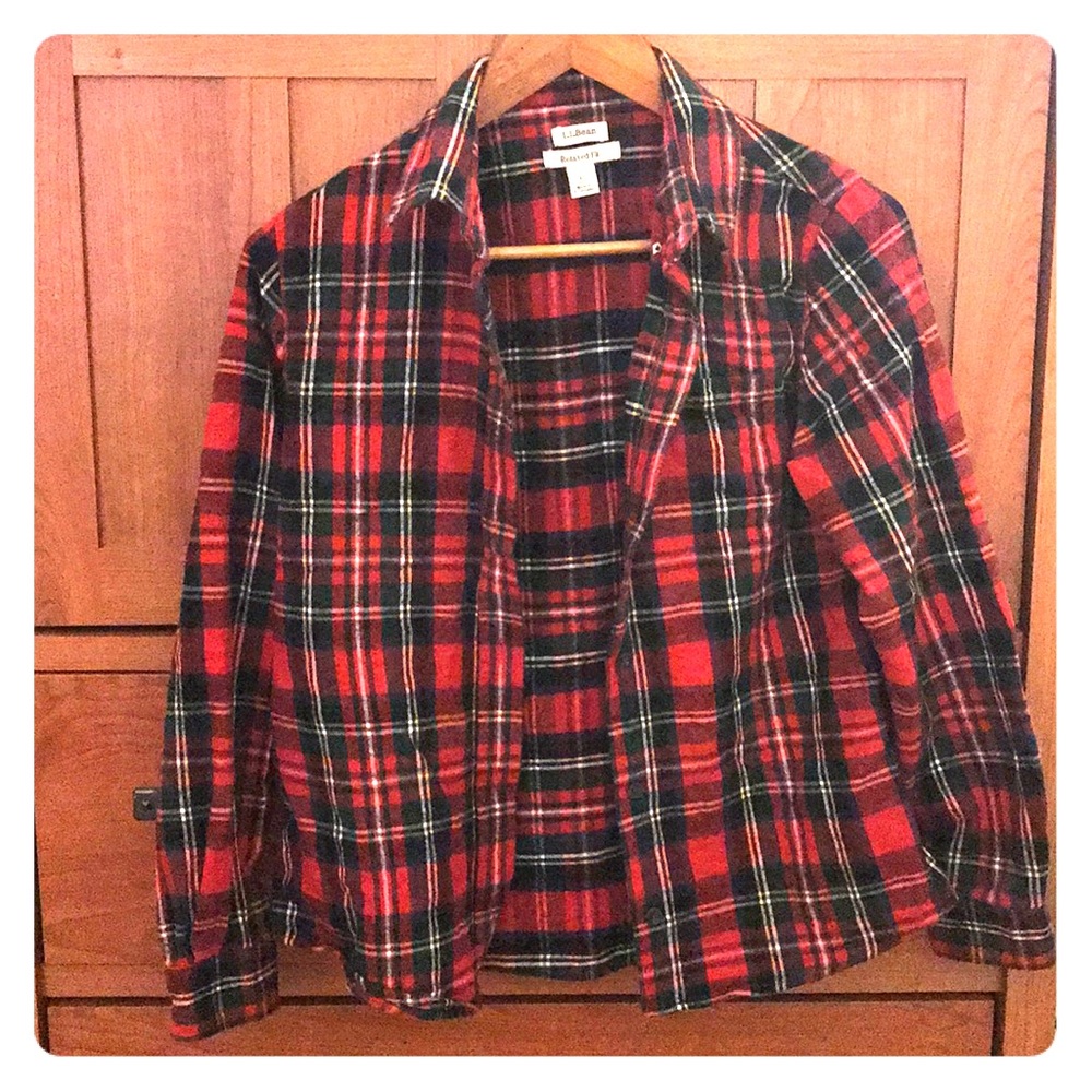 L.L. Bean plaid flannel XS petite relaxed fit